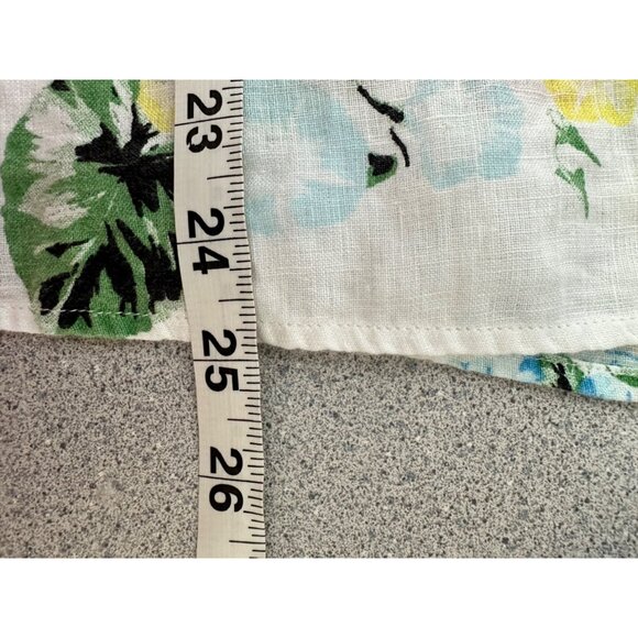 Charter Club Luxury Linen Blouse Women XL Floral Tassel V-Neck White Flutter Sle - Picture 8 of 8